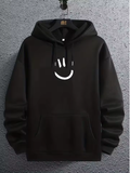 New Men’s Hooded Sweatshirt with Cute Smile Graphic – Plus Size for Big & Tall