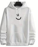 New Men’s Hooded Sweatshirt with Cute Smile Graphic – Plus Size for Big & Tall