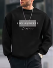 Men’s Autumn/Winter Fleece Sweatshirt – Los Angeles Letter Print, Loose Fit