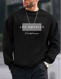 Men’s Autumn/Winter Fleece Sweatshirt – Los Angeles Letter Print, Loose Fit