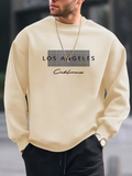 Men’s Autumn/Winter Fleece Sweatshirt – Los Angeles Letter Print, Loose Fit