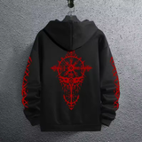 Men’s Black Hoodie with Ancient Viking Raven Print – Autumn/Winter Casual Pullover