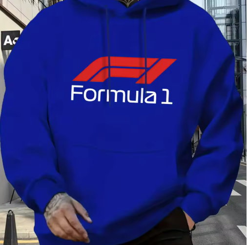 Men’s Casual Hoodie with Formula 1 Graphic Print