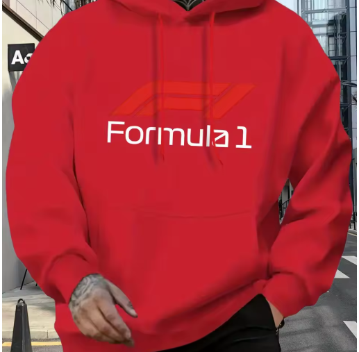 Men’s Casual Hoodie with Formula 1 Graphic Print