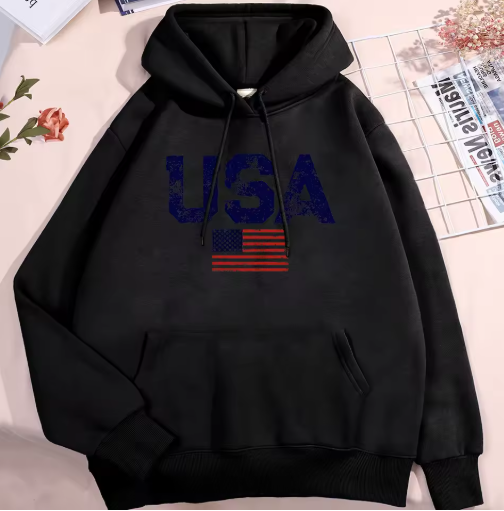 USA Flag Stars and Stripes Fleece Hoodie – Unisex Oversized
