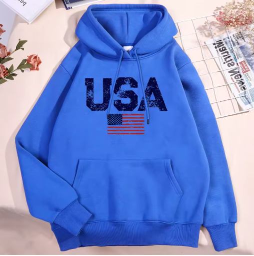 USA Flag Stars and Stripes Fleece Hoodie – Unisex Oversized