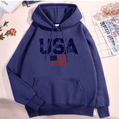 USA Flag Stars and Stripes Fleece Hoodie – Unisex Oversized