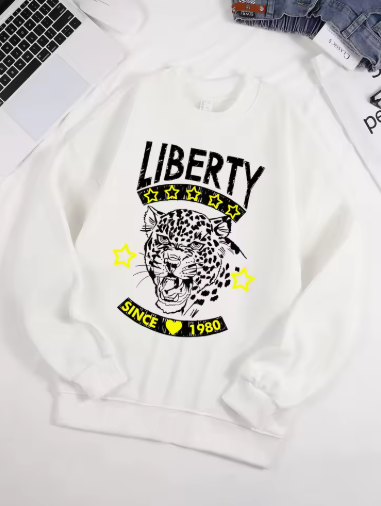 Leopard Print “Free and Unrestrained” Unisex Fleece Sweatshirt