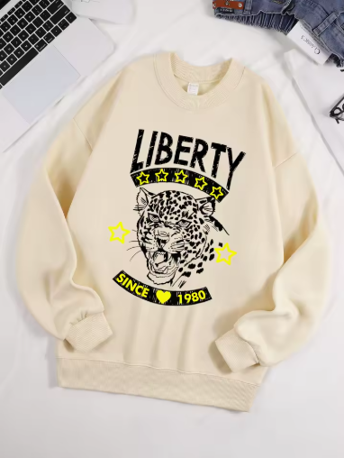 Leopard Print “Free and Unrestrained” Unisex Fleece Sweatshirt