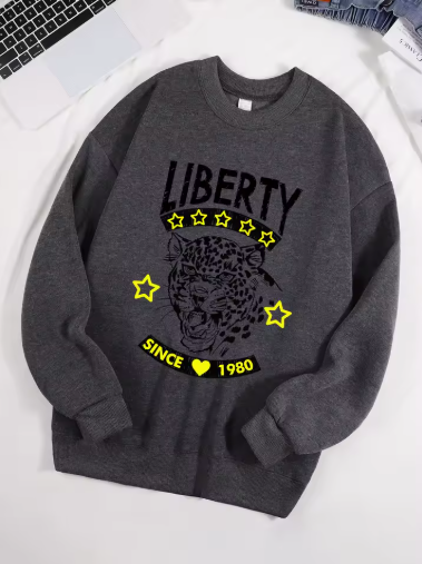 Leopard Print “Free and Unrestrained” Unisex Fleece Sweatshirt