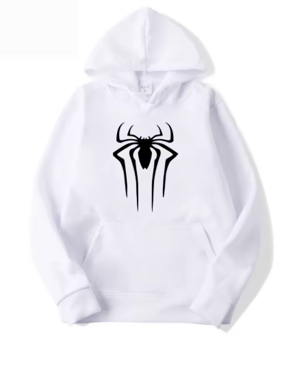 Unisex Solid Color Spider Print Hoodie