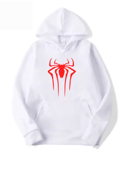Unisex Solid Color Spider Print Hoodie