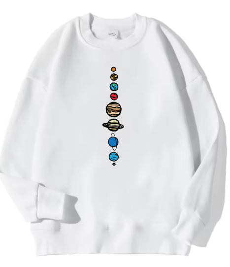 Nine Planets Universe Solar System Printed Men’s Pullover – Casual Hooded Crewneck Sweatshirt, Autumn Fleece Streetwear