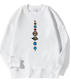 Nine Planets Universe Solar System Printed Men’s Pullover – Casual Hooded Crewneck Sweatshirt, Autumn Fleece Streetwear