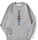 Nine Planets Universe Solar System Printed Men’s Pullover – Casual Hooded Crewneck Sweatshirt, Autumn Fleece Streetwear