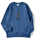 Nine Planets Universe Solar System Printed Men’s Pullover – Casual Hooded Crewneck Sweatshirt, Autumn Fleece Streetwear