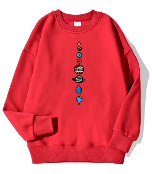 Nine Planets Universe Solar System Printed Men’s Pullover – Casual Hooded Crewneck Sweatshirt, Autumn Fleece Streetwear