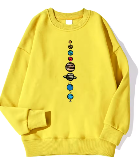 Nine Planets Universe Solar System Printed Men’s Pullover – Casual Hooded Crewneck Sweatshirt, Autumn Fleece Streetwear