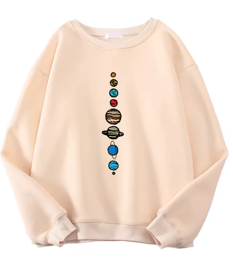 Nine Planets Universe Solar System Printed Men’s Pullover – Casual Hooded Crewneck Sweatshirt, Autumn Fleece Streetwear