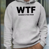 WTF Where’s the Food Hoodie – Men’s Autumn & Winter Velvet Sweatshirt, Trendy American Streetwear