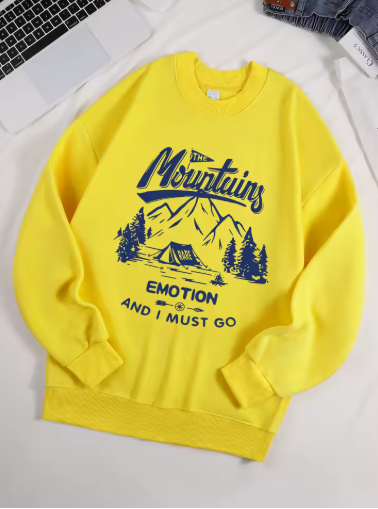 “Emotion and I Must Go” Printed Unisex Sweatshirt – Vintage Loose Fleece Pullover