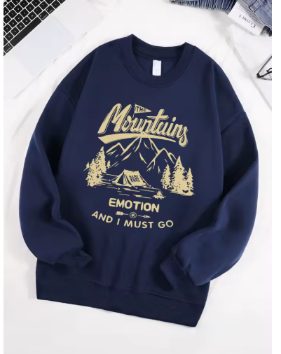 “Emotion and I Must Go” Printed Unisex Sweatshirt – Vintage Loose Fleece Pullover