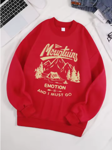 “Emotion and I Must Go” Printed Unisex Sweatshirt – Vintage Loose Fleece Pullover