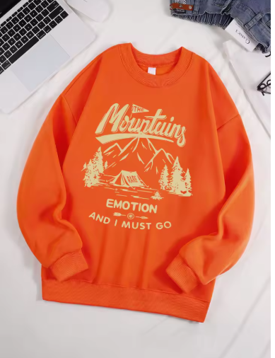 “Emotion and I Must Go” Printed Unisex Sweatshirt – Vintage Loose Fleece Pullover