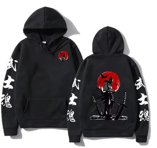 New Men’s Anime Print Hoodie – Casual Long Sleeve Pullover