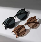 2 Pairs Small Round & Cat Eye Sunglasses Set – Vintage Narrow Eyewear for Women & Men