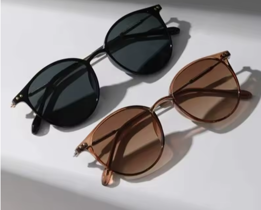 2 Pairs Small Round & Cat Eye Sunglasses Set – Vintage Narrow Eyewear for Women & Men