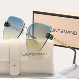 LINFEMAND Frameless Gradient Cat Eye Sunglasses – Luxury Women’s Fashion