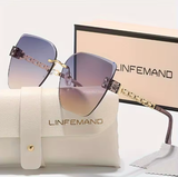 LINFEMAND Frameless Gradient Cat Eye Sunglasses – Luxury Women’s Fashion