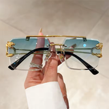 KAMMPT Vintage Rimless Oversized Square Sunglasses – Unisex Fashion