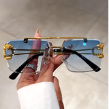 KAMMPT Vintage Rimless Oversized Square Sunglasses – Unisex Fashion
