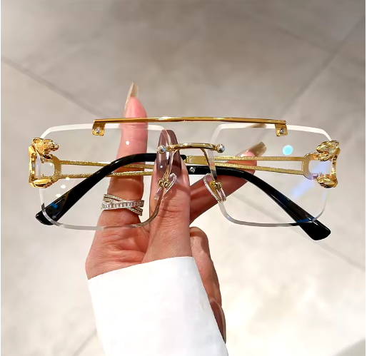 KAMMPT Vintage Rimless Oversized Square Sunglasses – Unisex Fashion