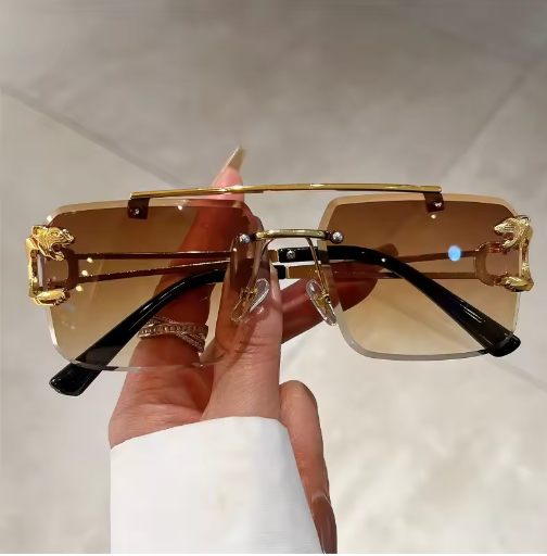 KAMMPT Vintage Rimless Oversized Square Sunglasses – Unisex Fashion