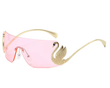 Women’s Oversized Rimless Sunglasses – Swan Inlay Gradient Shades