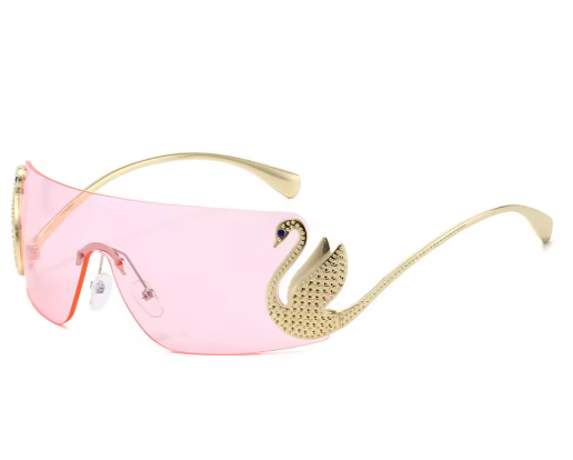Women’s Oversized Rimless Sunglasses – Swan Inlay Gradient Shades