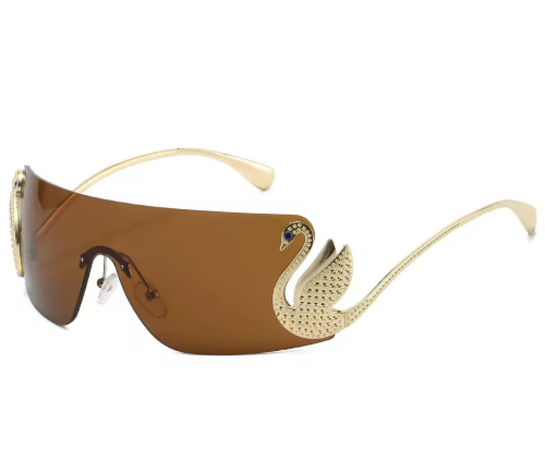 Women’s Oversized Rimless Sunglasses – Swan Inlay Gradient Shades