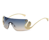 Women’s Oversized Rimless Sunglasses – Swan Inlay Gradient Shades