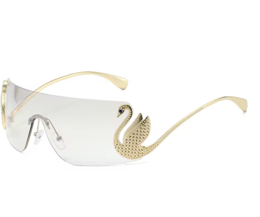 Women’s Oversized Rimless Sunglasses – Swan Inlay Gradient Shades