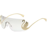 Women’s Oversized Rimless Sunglasses – Swan Inlay Gradient Shades