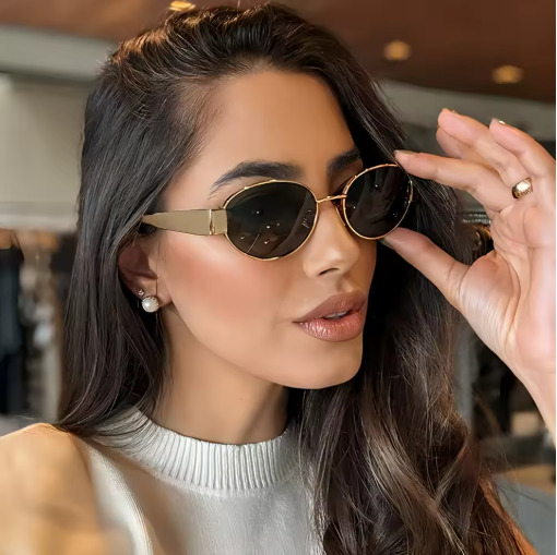 Oval Sunglasses for Women & Men – Trendy Metal Frame Shades