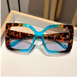 New Oversized Square Sunglasses – Gradient Lenses with Leopard Print