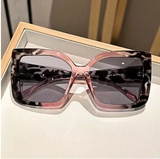 New Oversized Square Sunglasses – Gradient Lenses with Leopard Print