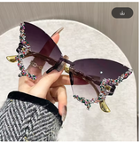 Rimless Butterfly Cat Eye Sunglasses – Stylish Unisex Shades