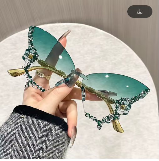 Rimless Butterfly Cat Eye Sunglasses – Stylish Unisex Shades
