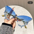 Rimless Butterfly Cat Eye Sunglasses – Stylish Unisex Shades