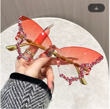 Rimless Butterfly Cat Eye Sunglasses – Stylish Unisex Shades